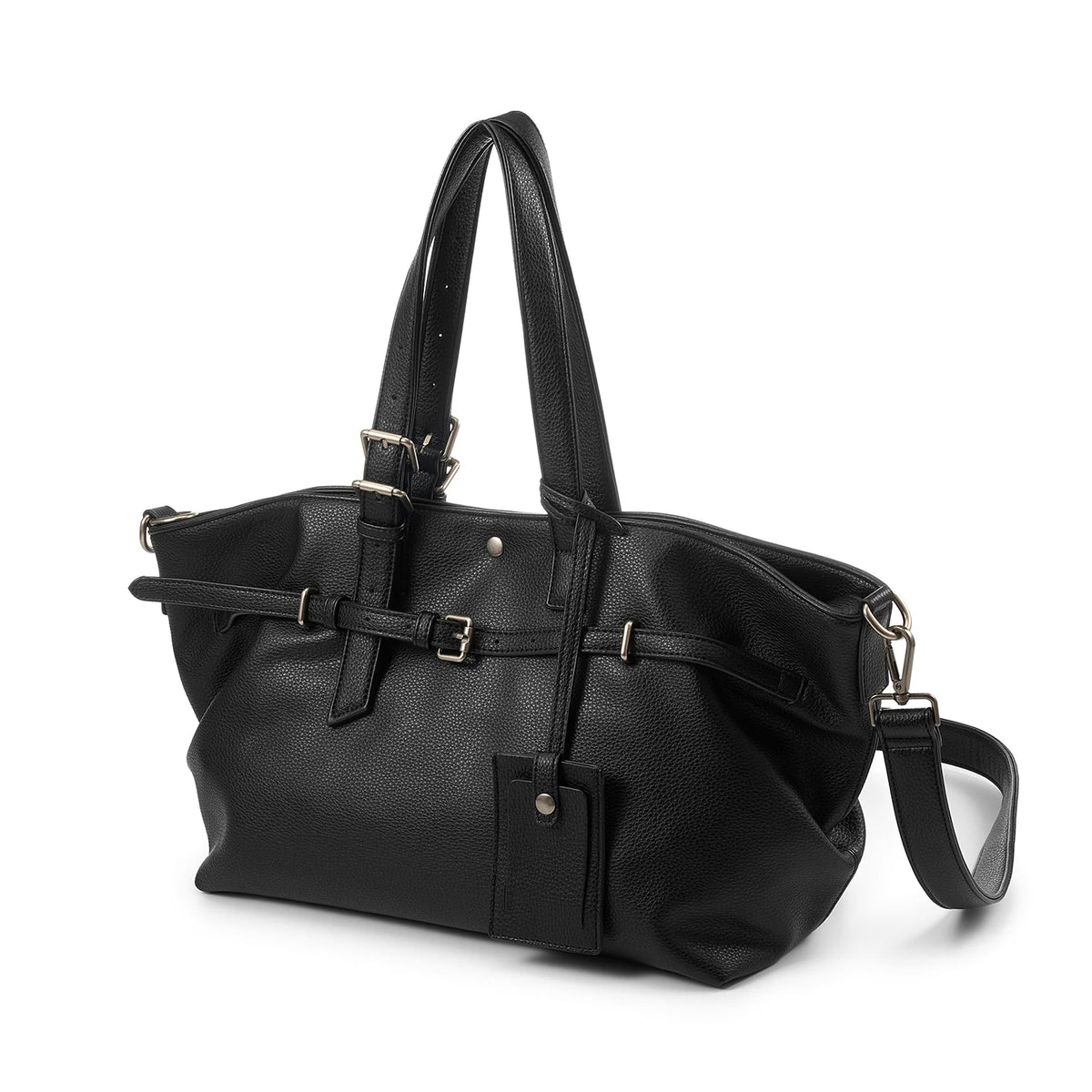 YADAMUI Black Faux Leather Crossbody Shoulder Bag