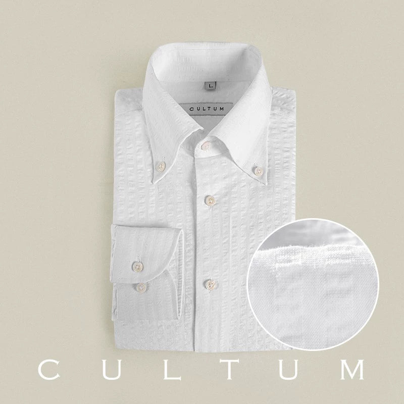 CULTUM Lightweight Breathable Seersucker Button Collar Shirt