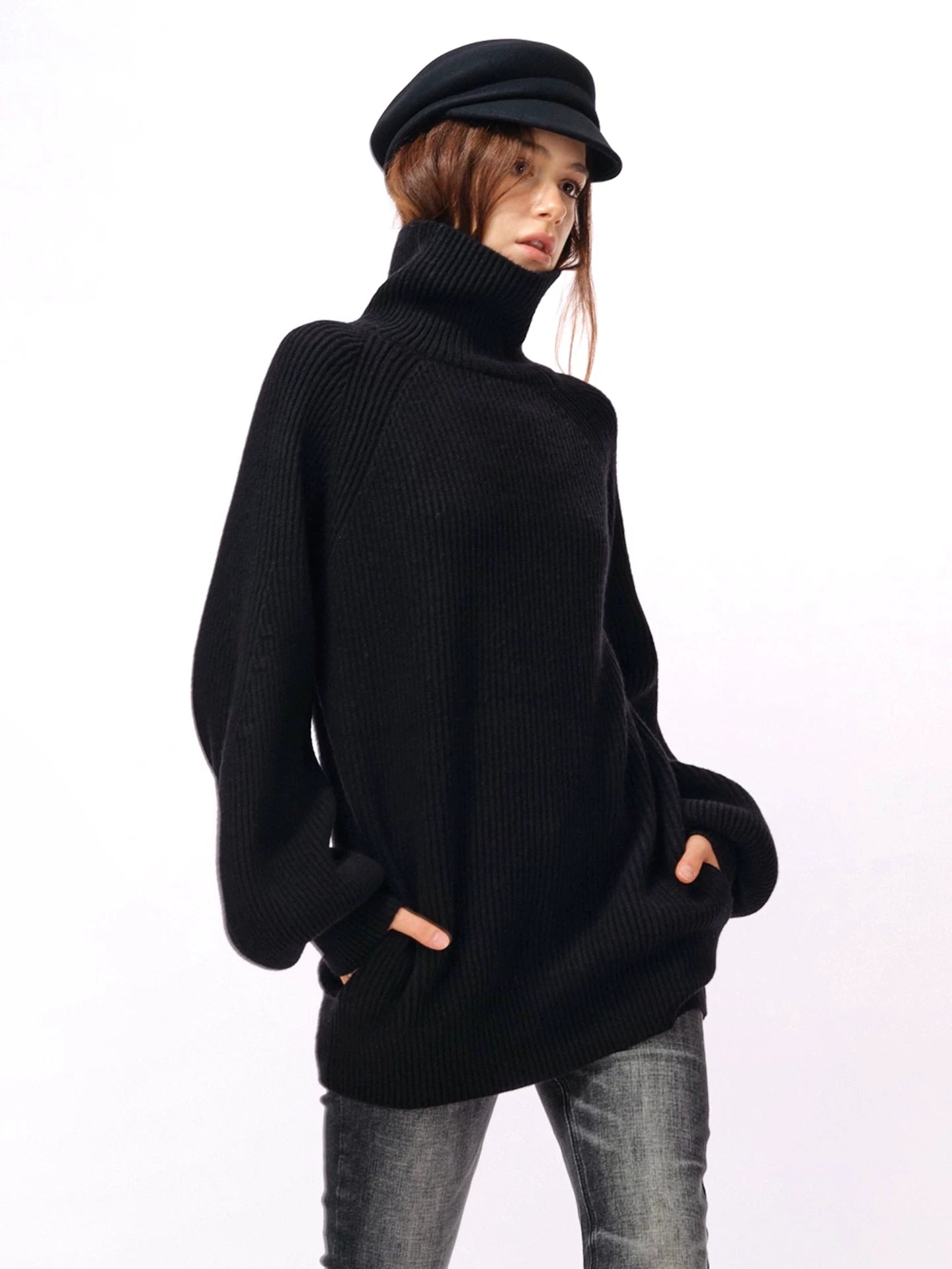 Two Little Guys Oversize Turtleneck Pocket Sweater