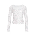 Wildberry Square Neck Floral Knit Long-Sleeve Top