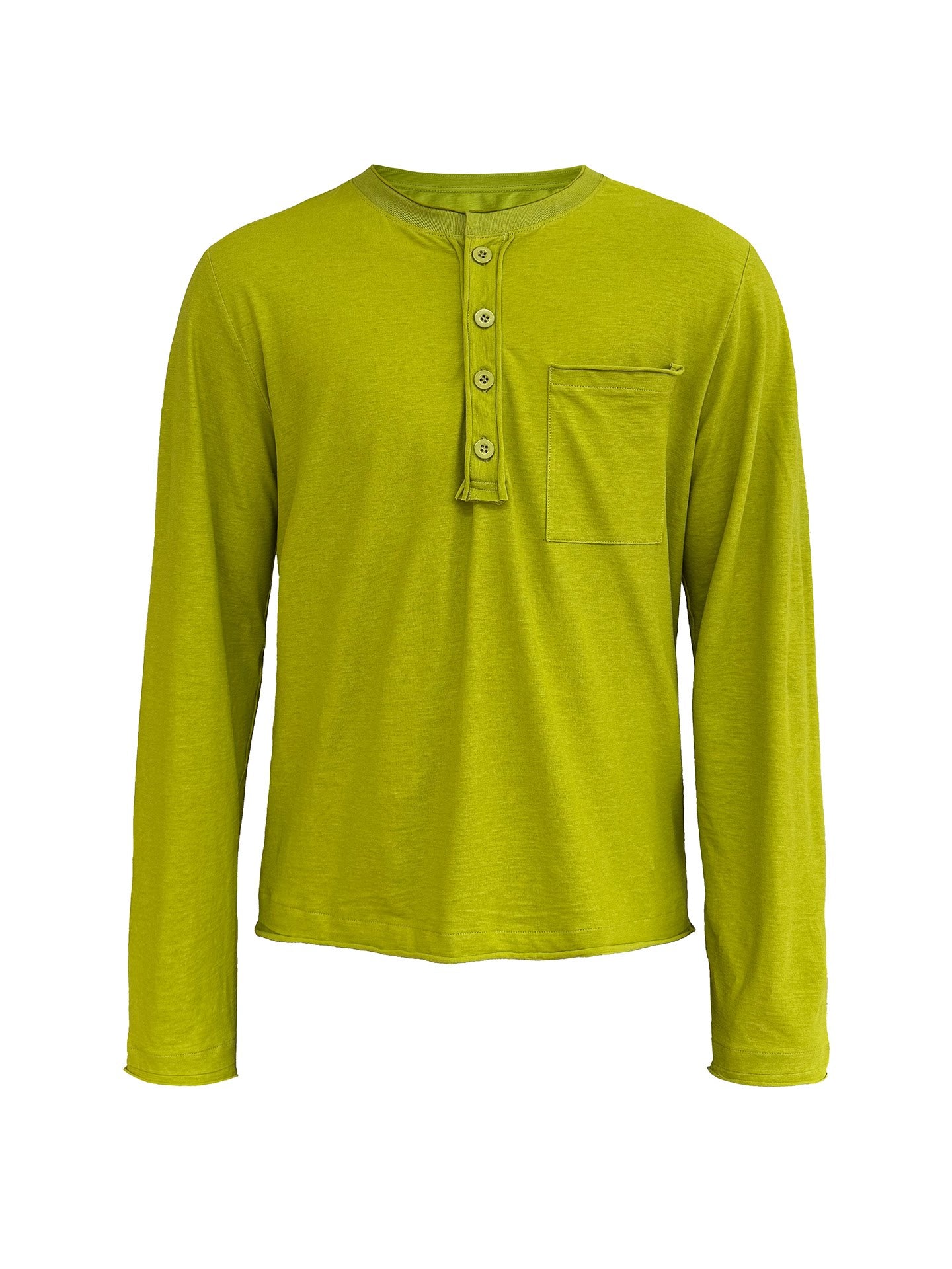 JCAESAR Long Sleeve Henley with Rolled Hem