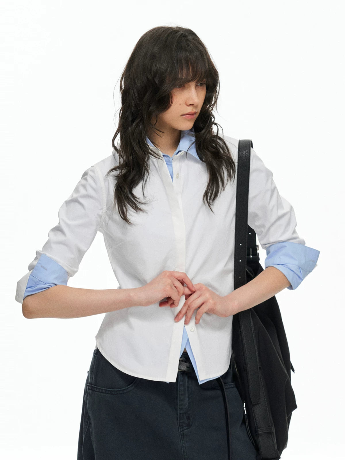 TGNS Slim Fit Long-Sleeve Button-Up Blouse