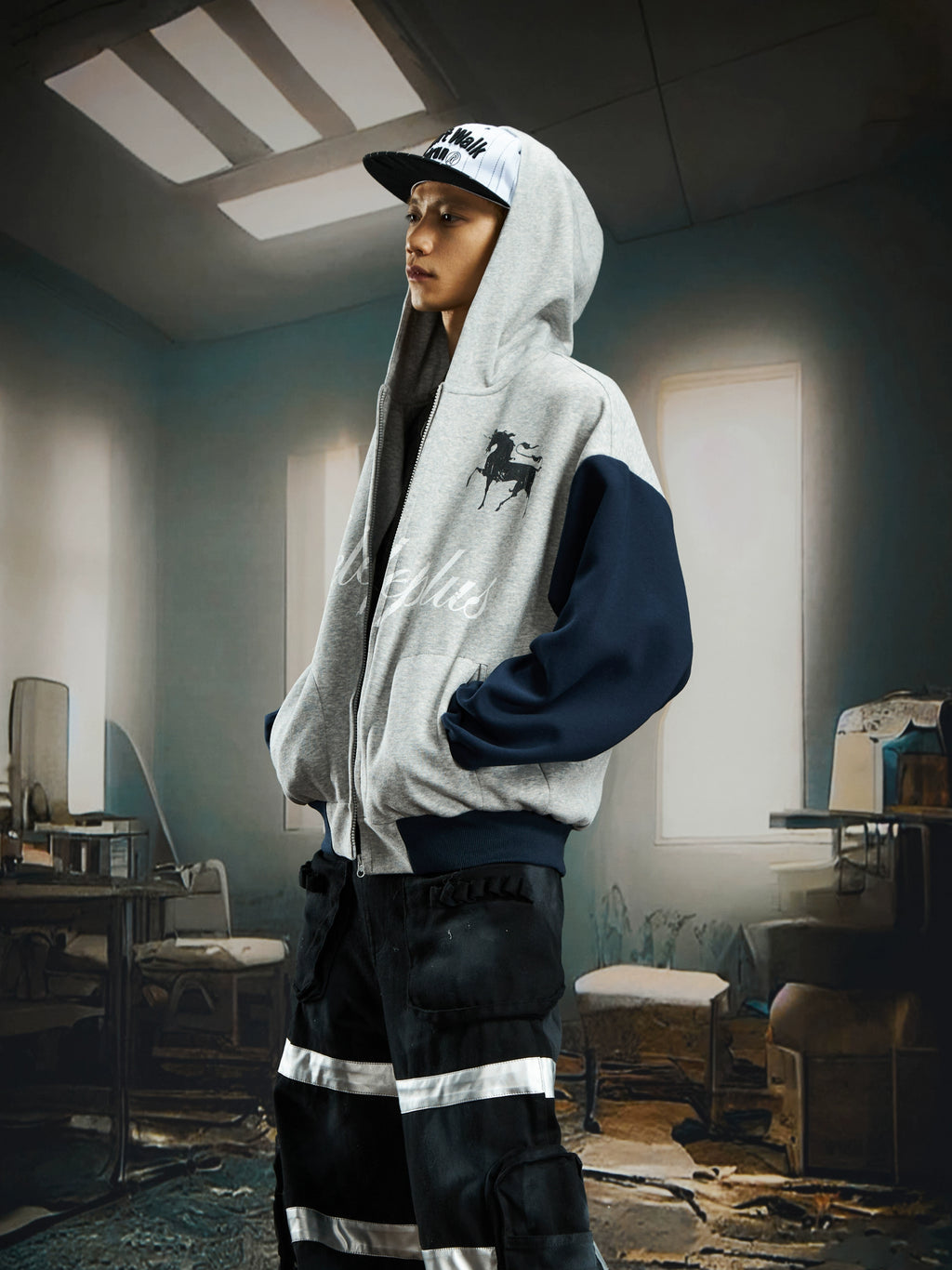 NOMANIAI Versatile Contrasting Color Stitching To Make Old Printed Jackets