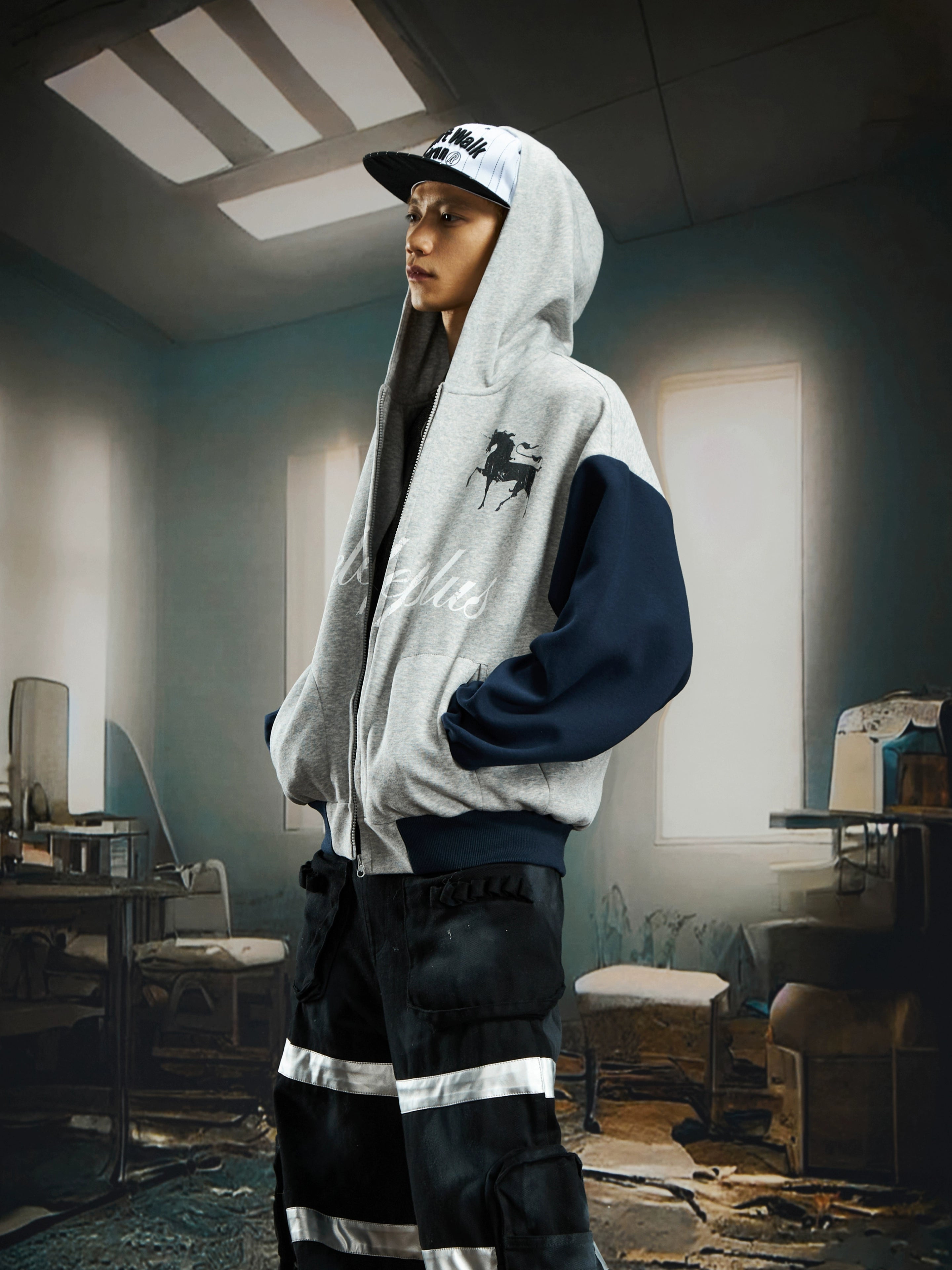 NOMANIAI Versatile Contrasting Color Stitching To Make Old Printed Jackets