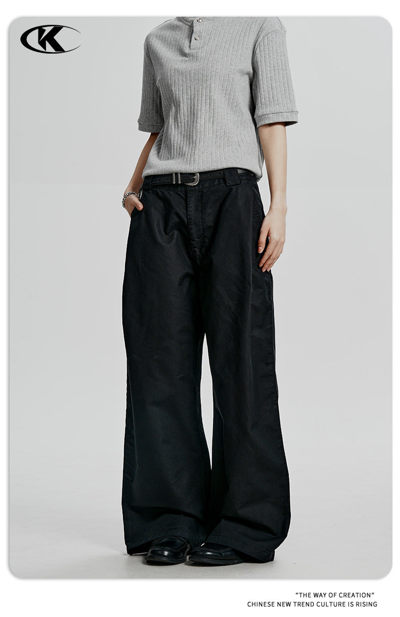 11KN 11 Oz Cotton Pleated Straight Leg Cargo Pants