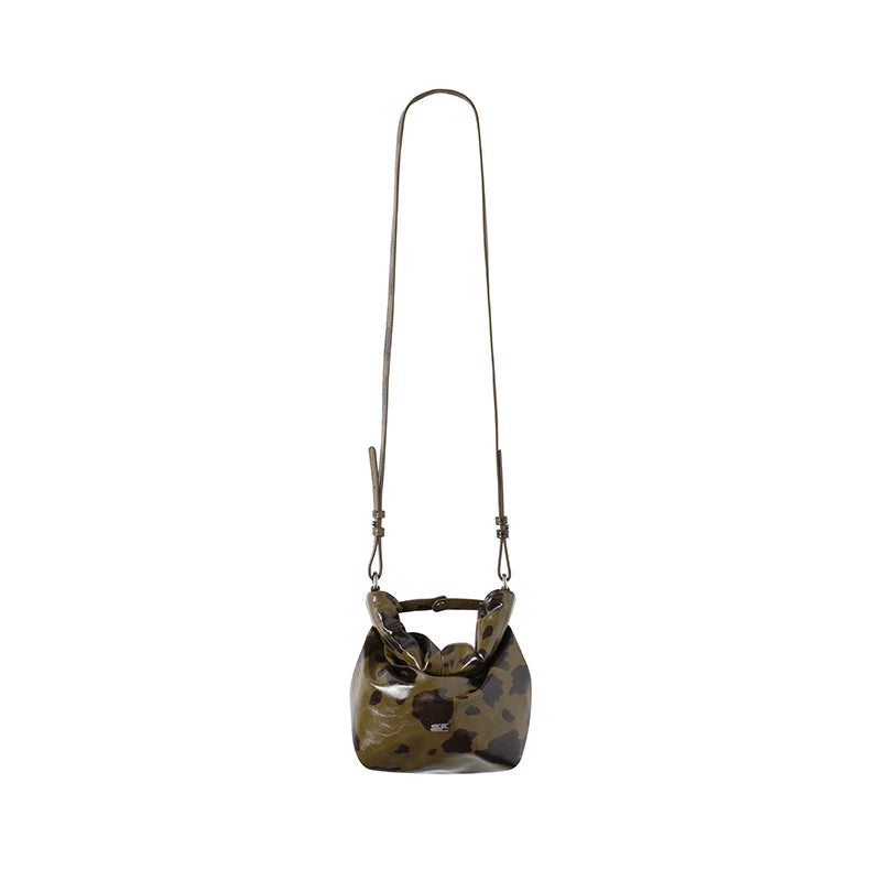 CryingCenter Cow Pattern Mini Folding Portable Messenger Bag