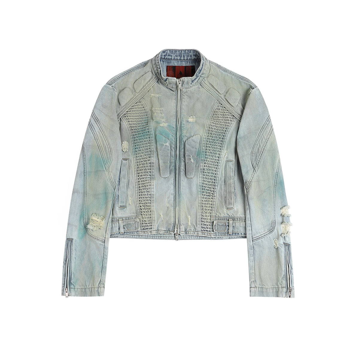 FACEON LAB Dark Akila Washed Motorcycle Denim Jacket - As Seen on Ding Yuxi