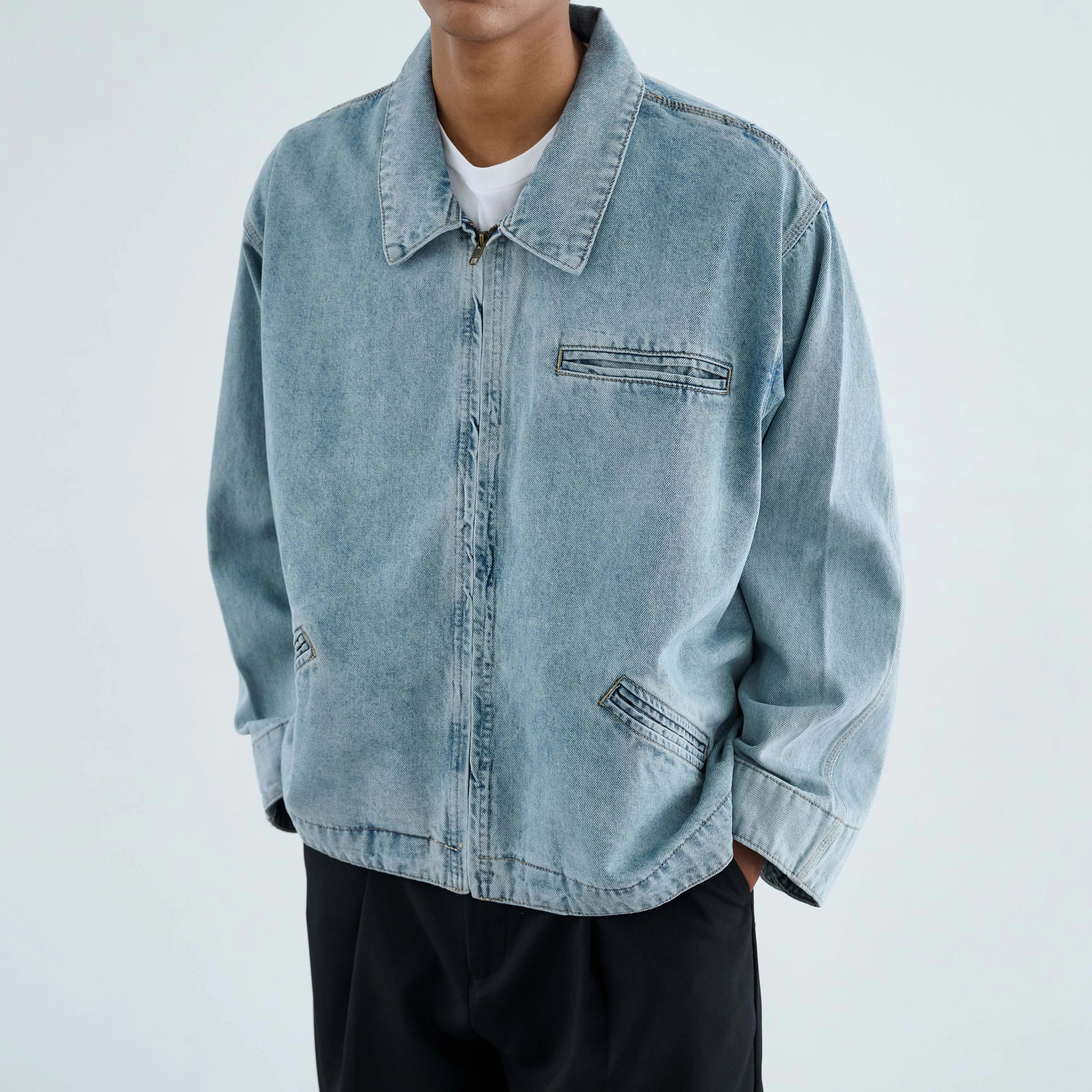 Anniehall Washed Old Blue Detroit Denim Jacket