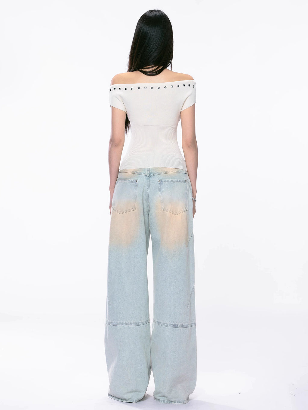 WITHMIN drape straight mop wide-leg jeans