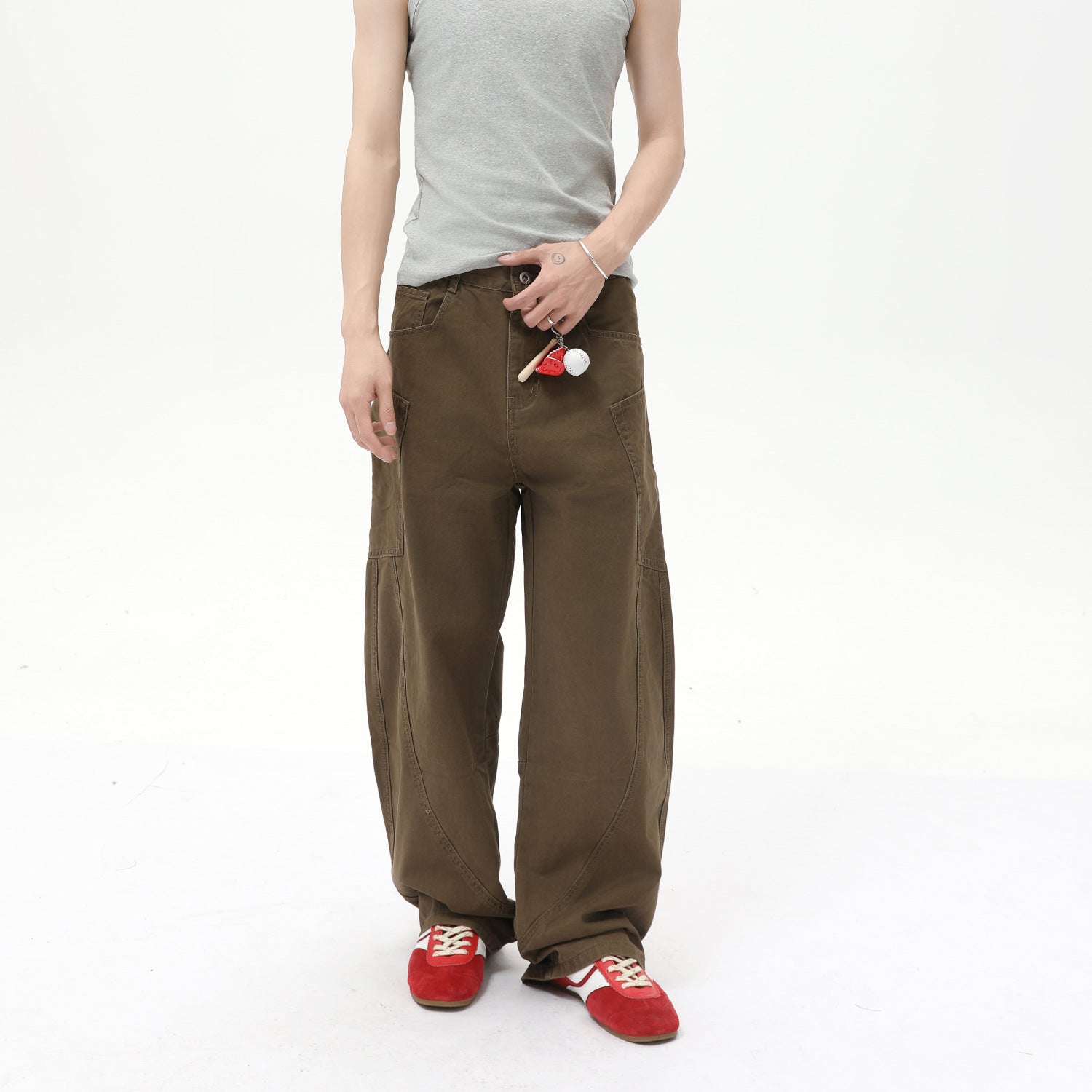 MTLCLOTHES Splicing Tooling Scimitar Washed Jeans