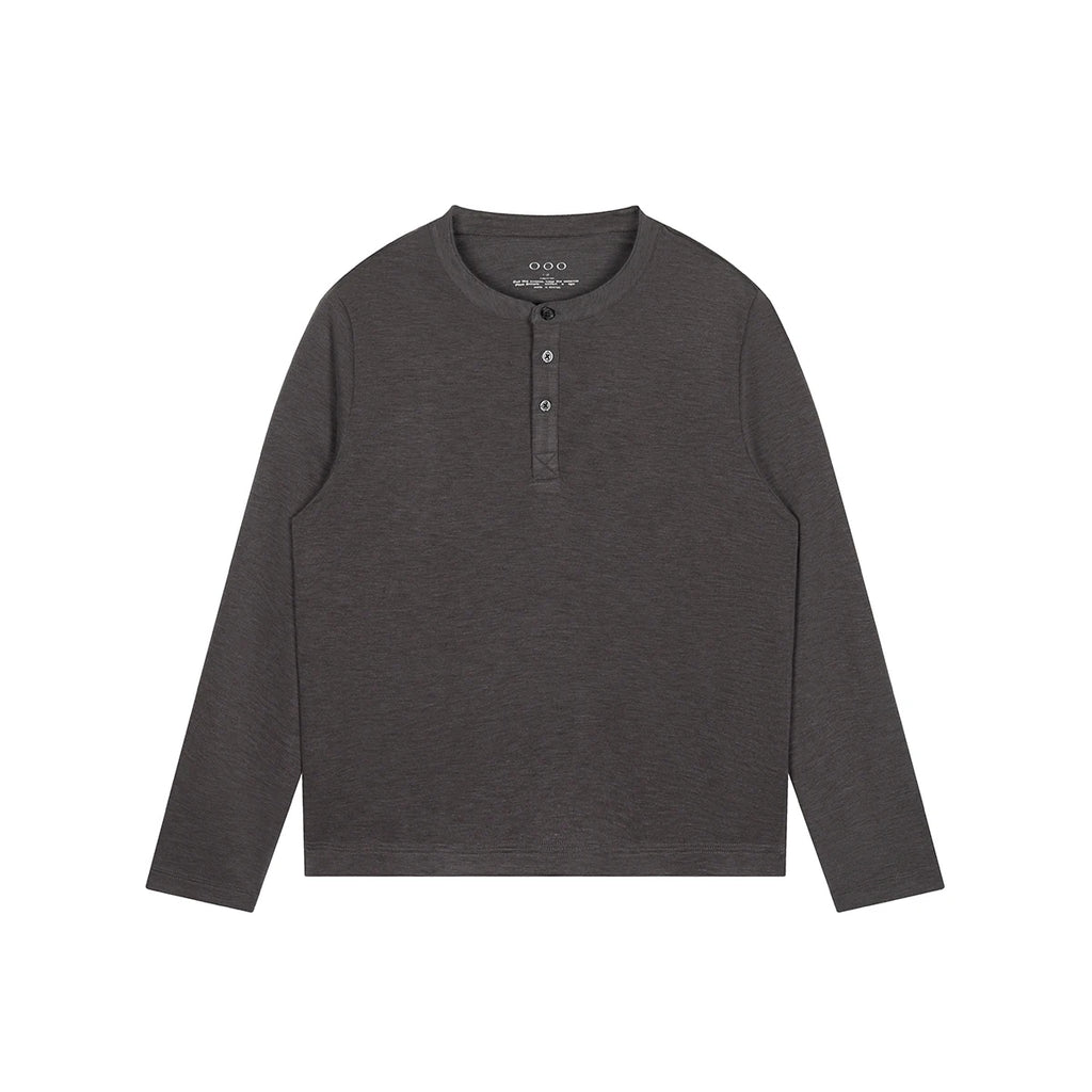 PLUS NO LOGO A Little Warm Breathable Henley Long-Sleeve Tee