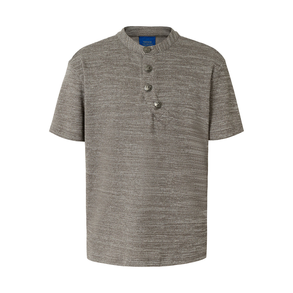 YADcrew Curved Placket Henley Relaxed Tee