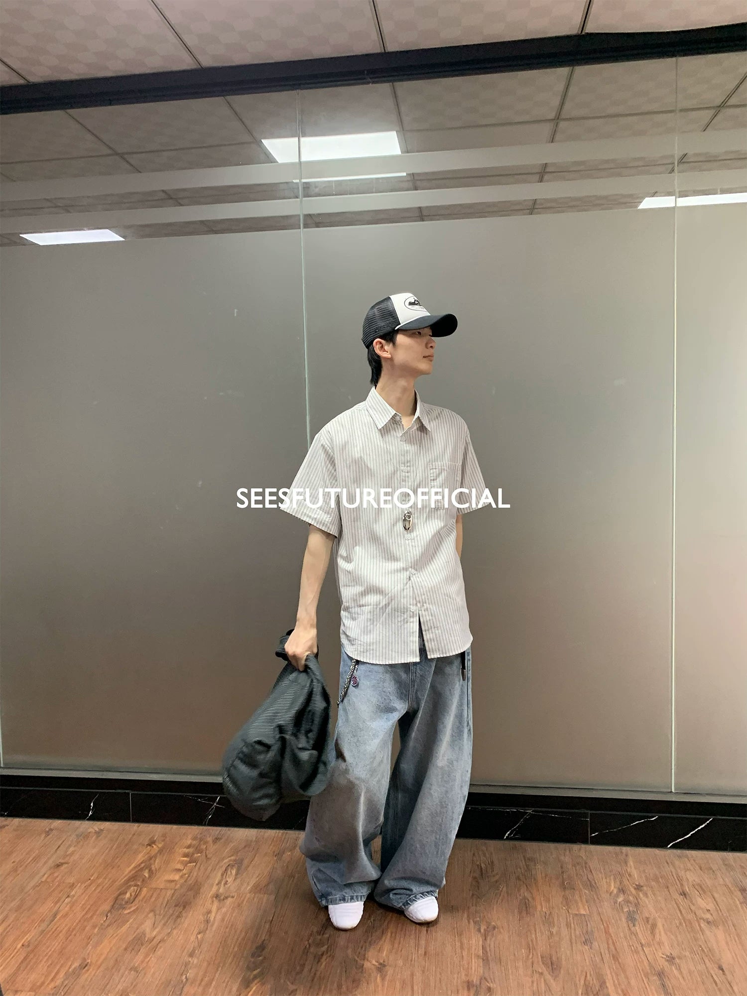 Seesfuture Versatile Floor-mopping Wide-leg Jeans