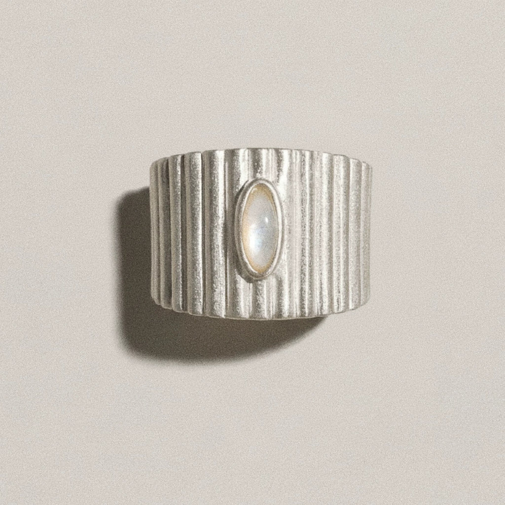 MEZZEM Sterling Silver Agate Open Ring