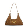 JELLY TOYBOY Brown Woven Faux Leather Zip-Top Shoulder Bag