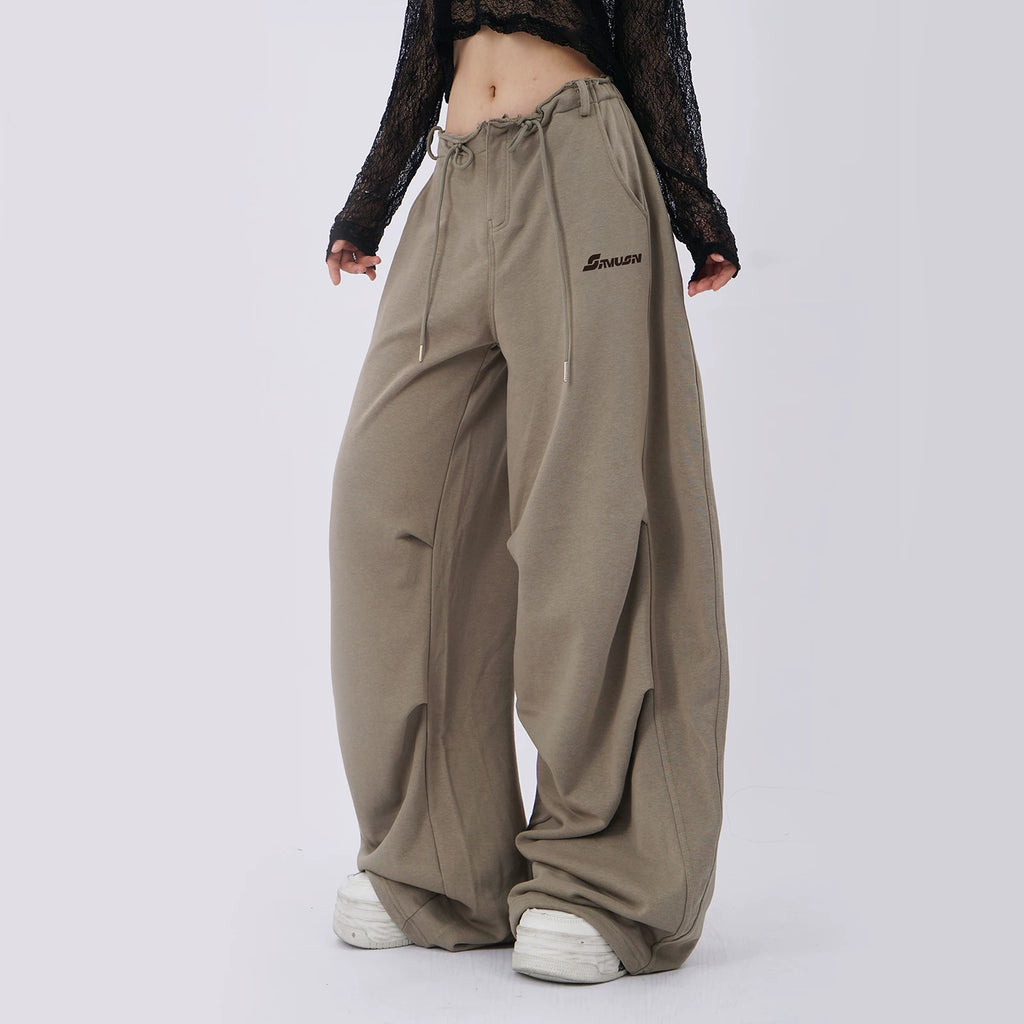 SAMUSAN Pleated Waist Loose Wide-leg Pants