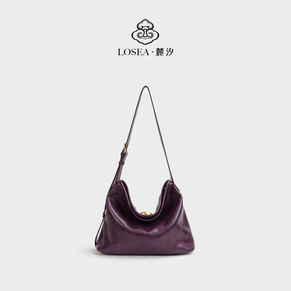 LOSEA Purple Faux Leather Magnetic Snap Shoulder Bag