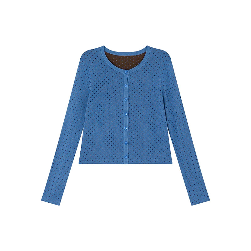 KANO Polka Dot Slim Fit Long-Sleeve Cardigan