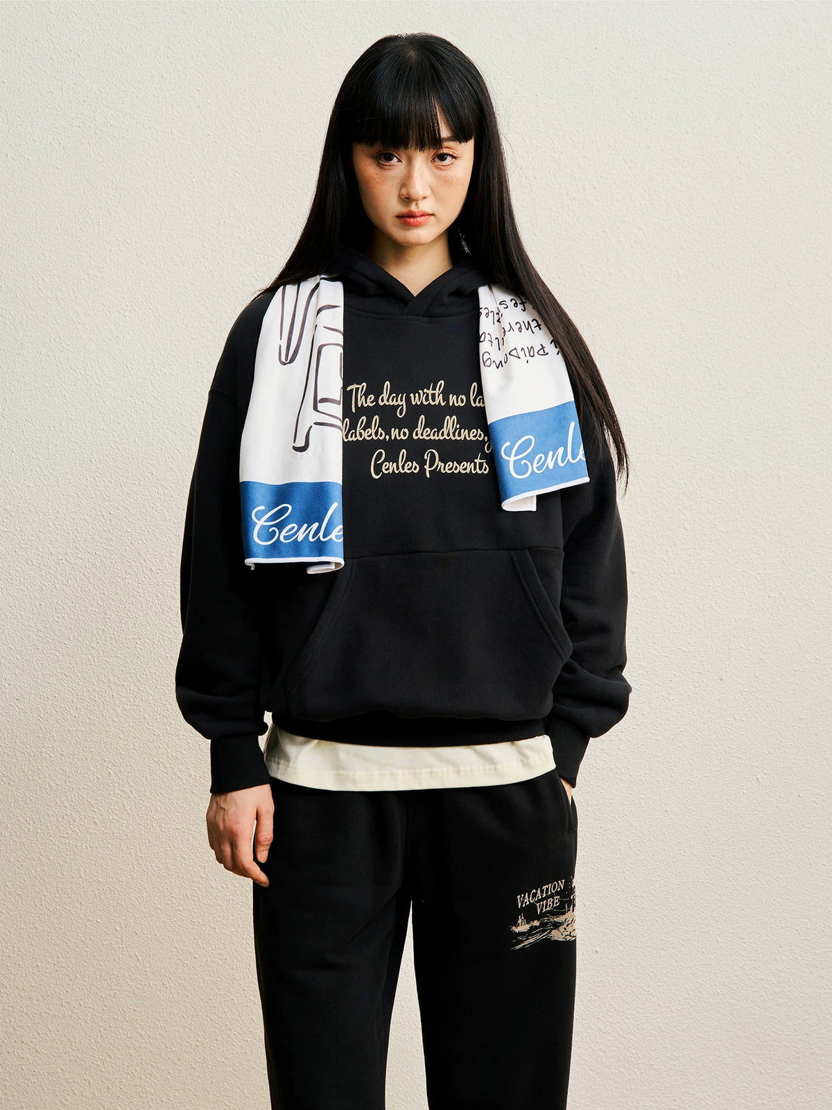CENLES No Label Day 380g Warm Drop-Shoulder Hoodie