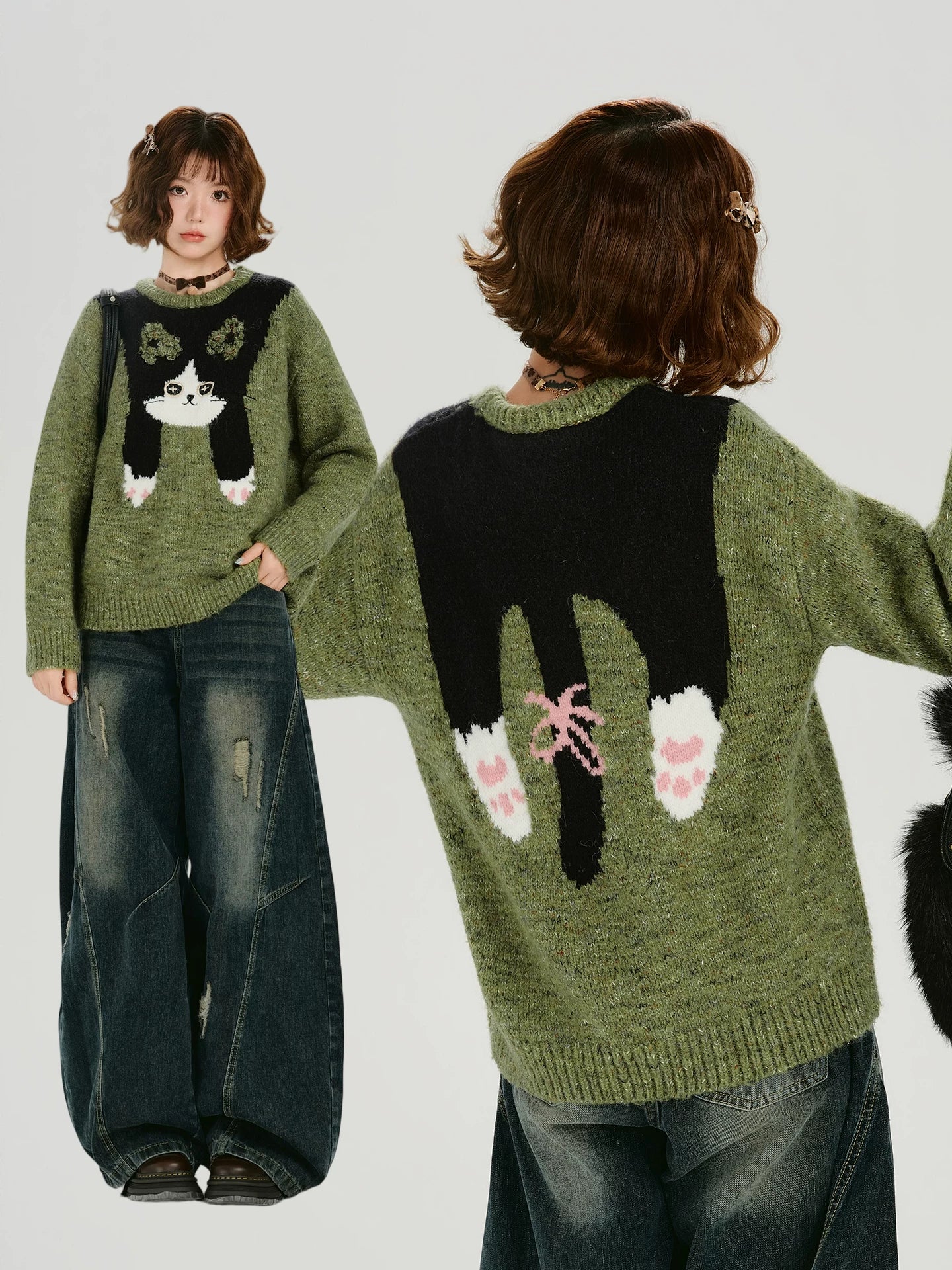 Girlyhalo Vintage Fun Jacquard Knitted Sweater