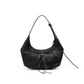 Kloaiio Black Faux Leather Zip-Top Underarm Bag