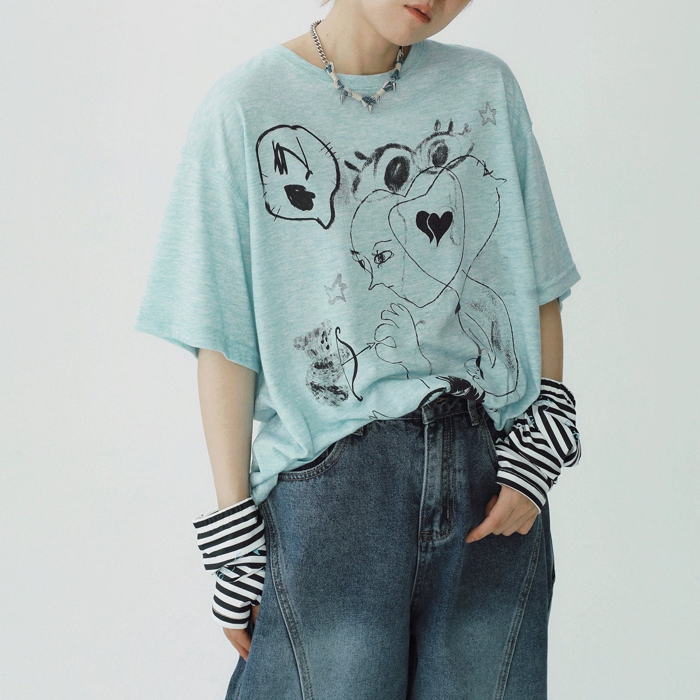 STILLYOU Love Line Graffiti Print Tee