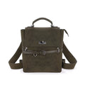 JANDRESS Moss Green Faux Leather Zip-Top -Way Backpack