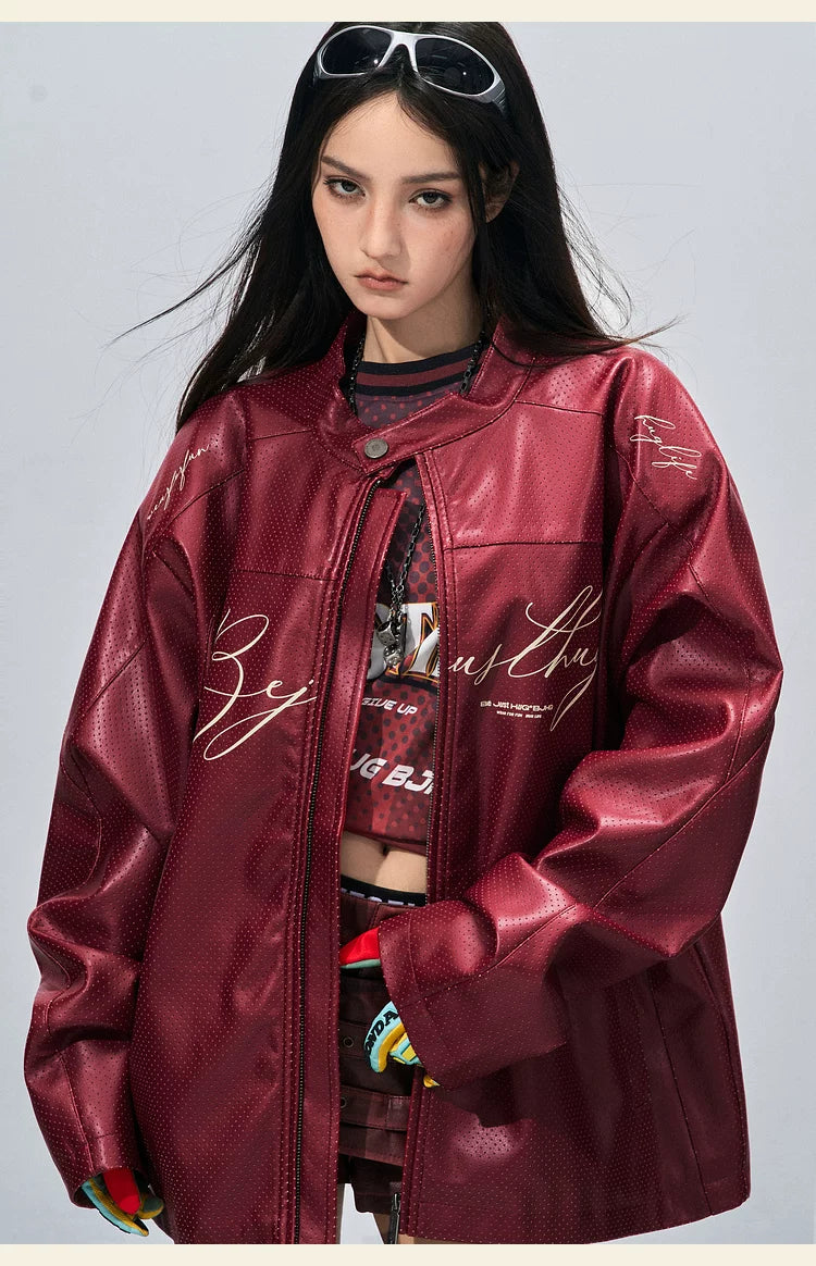 BJHG PU Leather Couple Biker Jacket