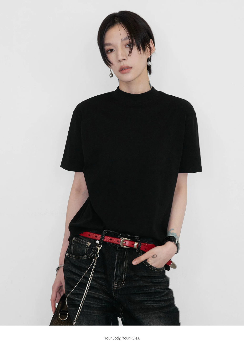 Sameuoo Small Turtleneck Simple Versatile Tee
