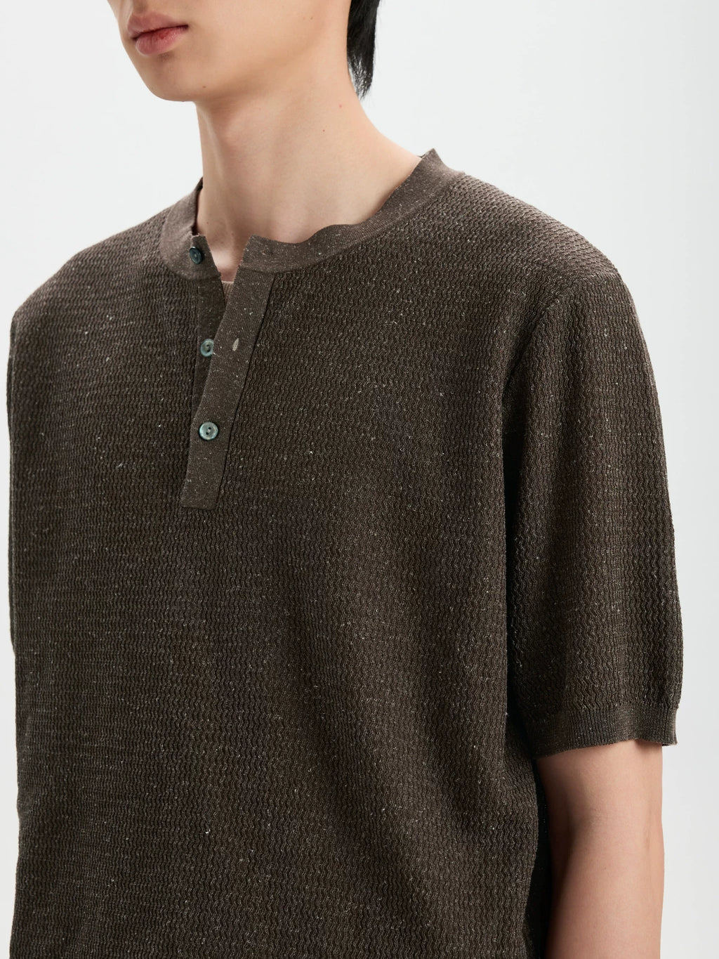 BUTTBILL Linen-Blend Relaxed Half-Zip Knit Sweater