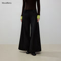 MoodBerry American Retro Pleated Wide-Leg Low-Rise Trousers