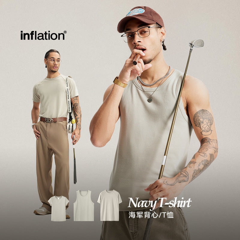 (Clearance) Inflation Stretch Skinny Navy T-Shirt Vest