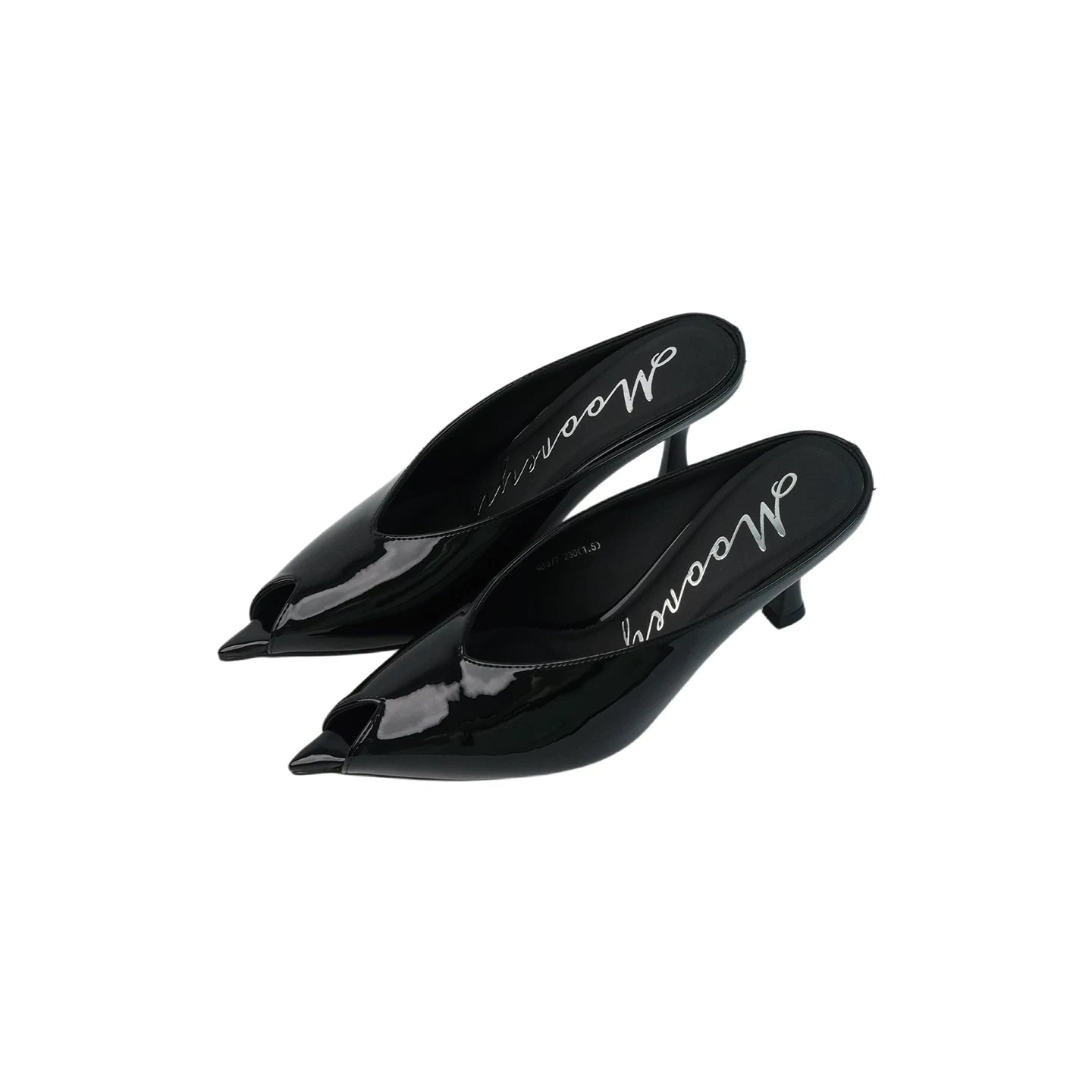 Mooreyu Black Pointed-Toe Stiletto Mule
