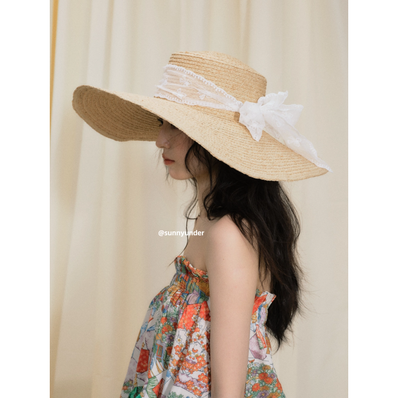 Sunnyunder Lafite Straw Flat Top Straw Hat