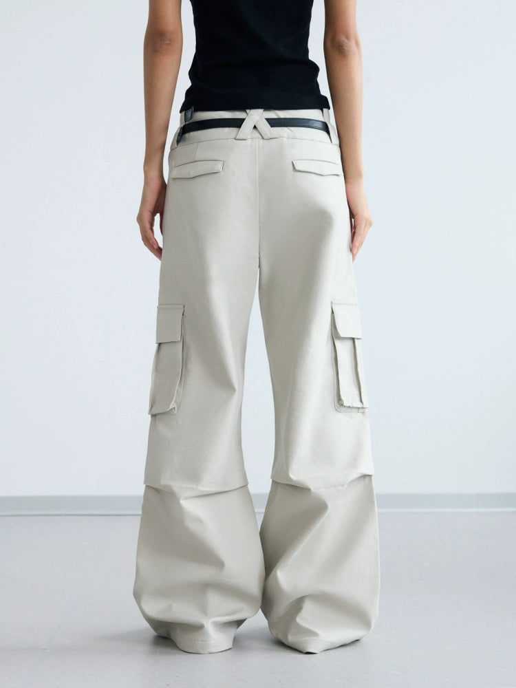 PEOPLESTYLE Fashion Double Waist Multi-Pocket Overalls