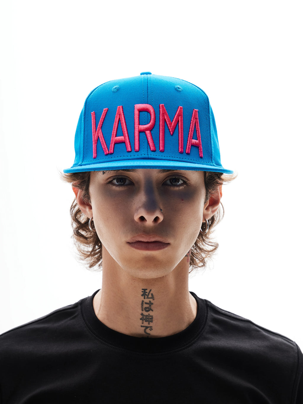 KARMANISTIC Embroidered Letter Flat-Brim Cap