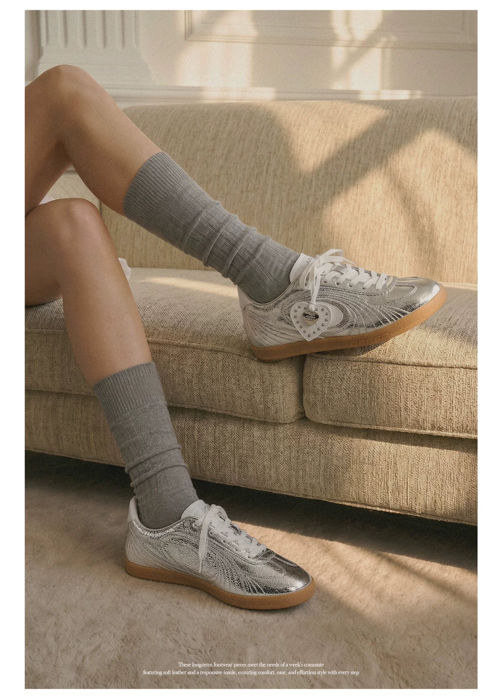 OLD ORDER Metallic Silver Lace-Up Sneaker