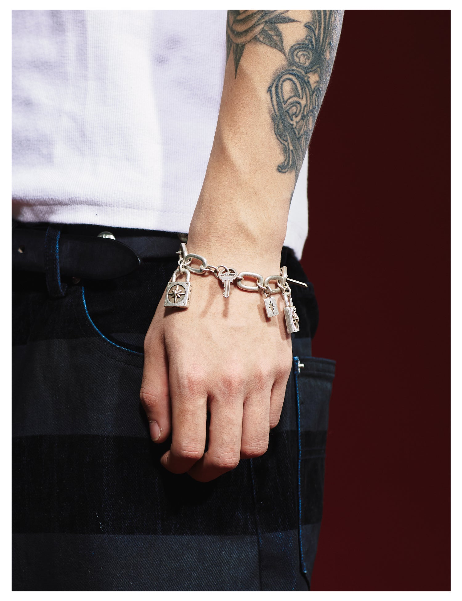 Remedy Vintage Distressed Star Key Lock Bracelet