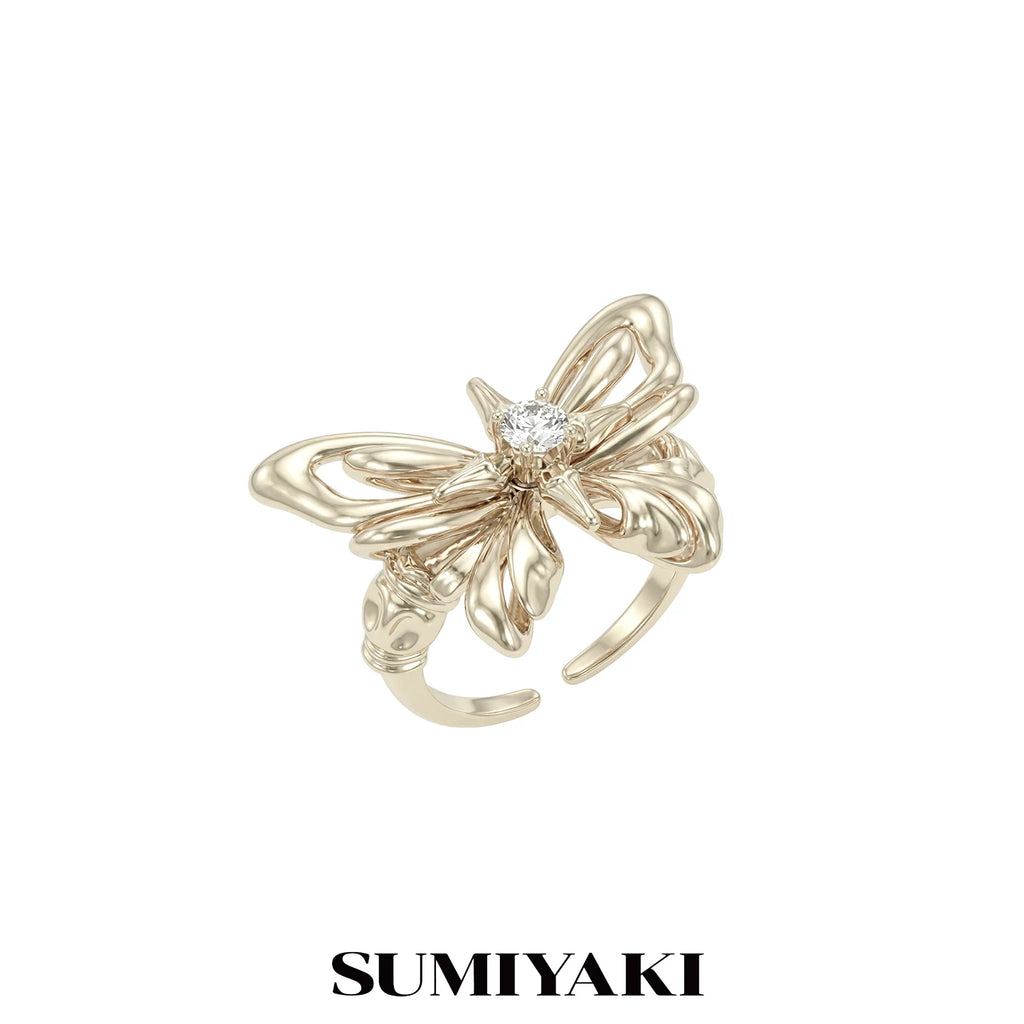 SUMIYAKI Butterfly Key Ring Set - Gold-Plated Adjustable Ring Set