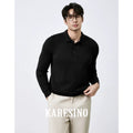 KARESINO Lyocell Wool, Lapel Polo Knitted Sweater