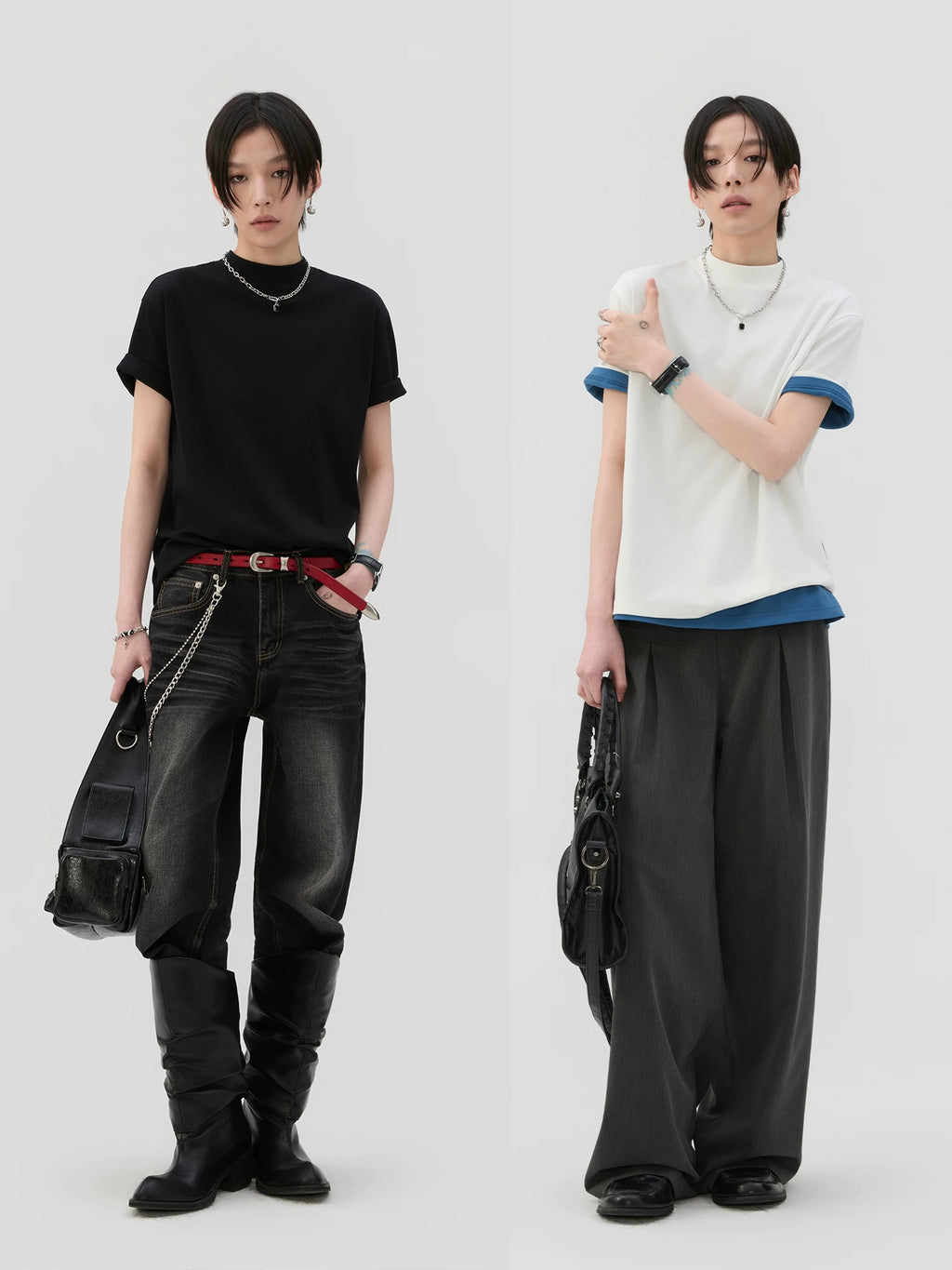 Sameuoo Small Turtleneck Shoulder Casual Tee