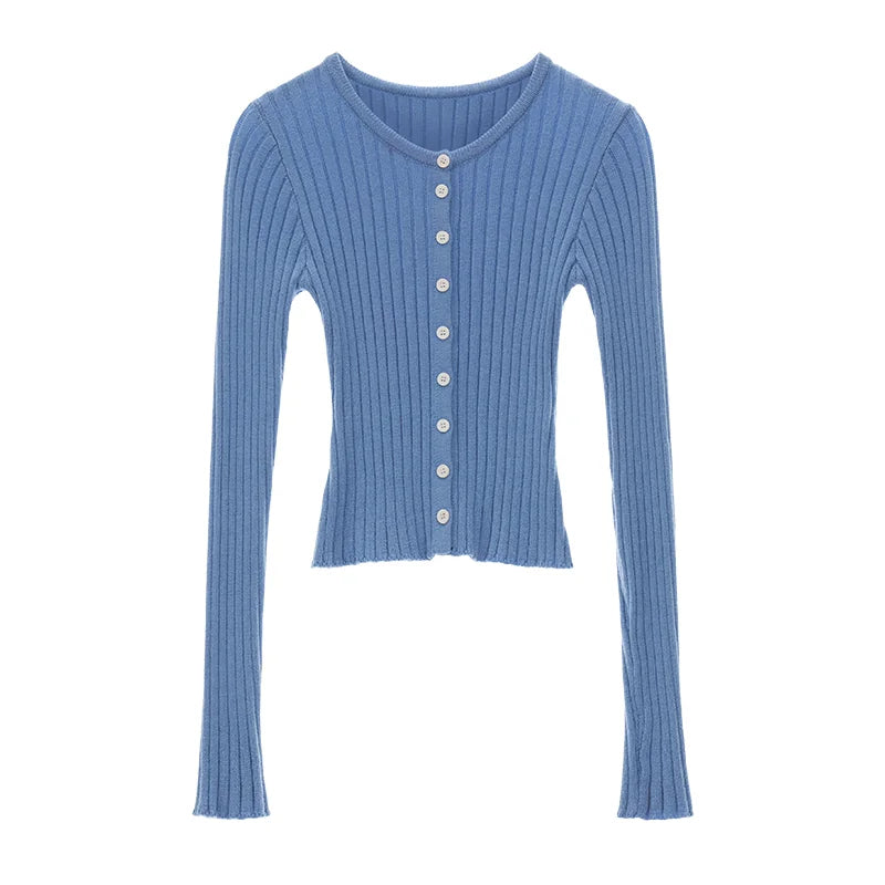 MAMC Lace Trim Cropped Knit Cardigan