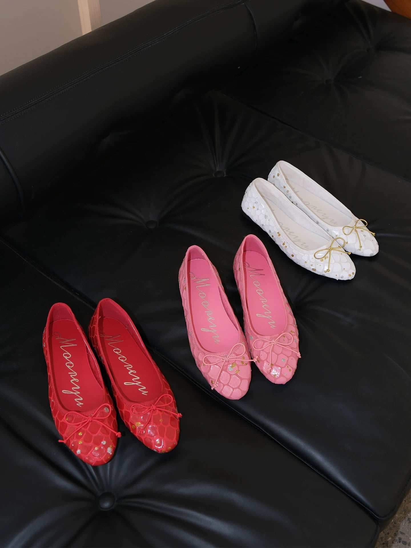 Mooreyu Polka Dot Bow Slip-On Ballet Flat