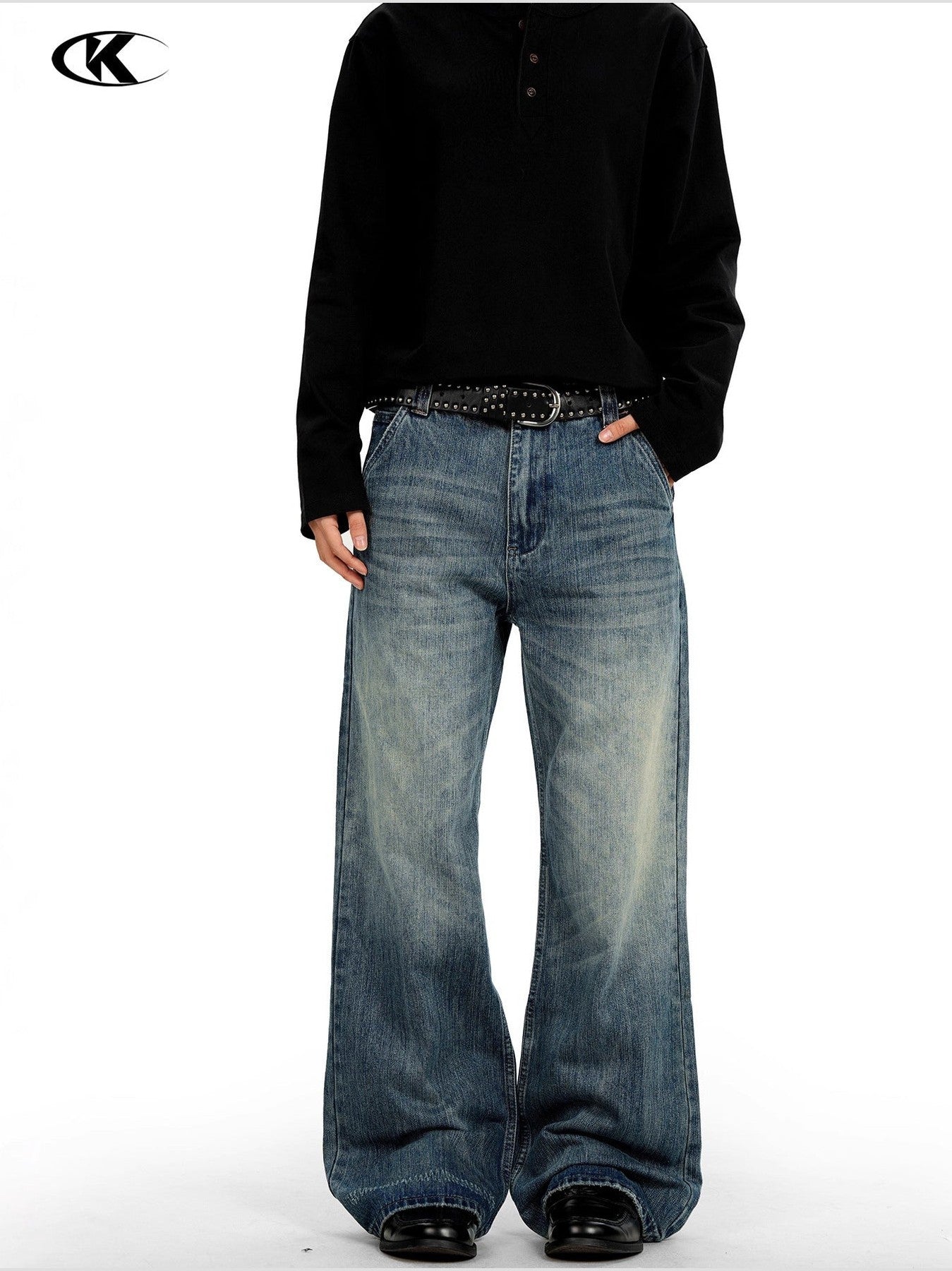 11KN Retro Straight Loose Versatile Skinny Jeans