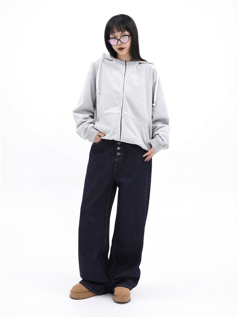 TRYTHMCLUB Loose Straight Denim Trousers