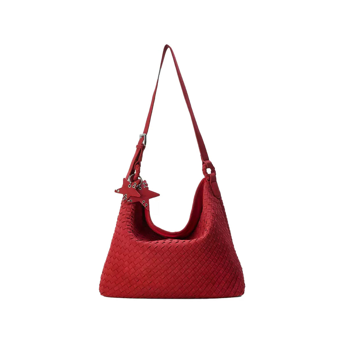 ECODAY Caramel Suede Woven Magnetic Snap Shoulder Bag