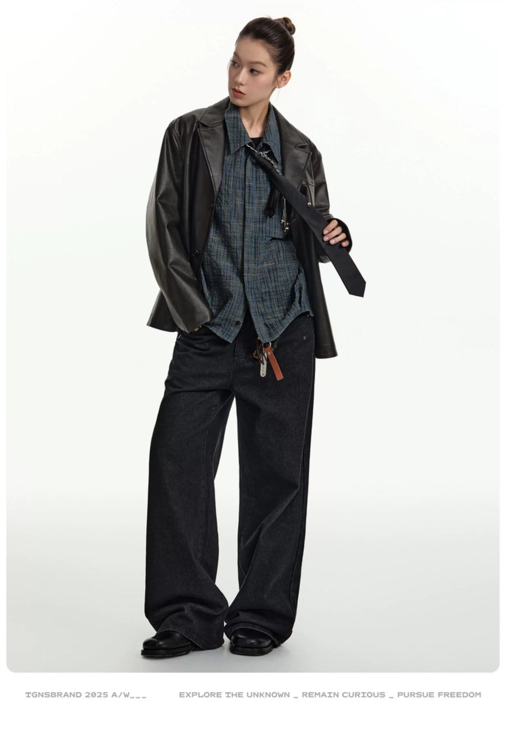 TGNS Vintage Pu Leather Lapel Jacket
