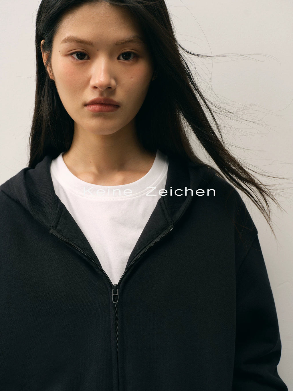 NO LOGO Lazy Loose Abraded Hooded Zipper Sweater