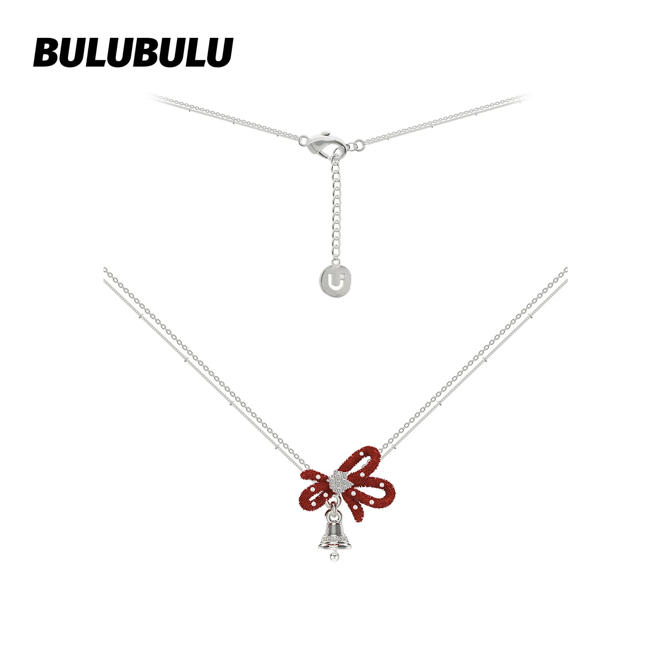 BULUBULU Christmas Red Velvet Bow Stud Earrings