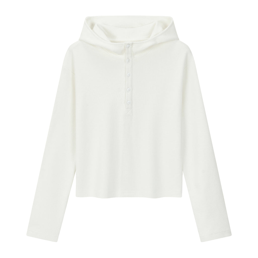 VLABMADE 350g Waffle-Knit Henley Hoodie